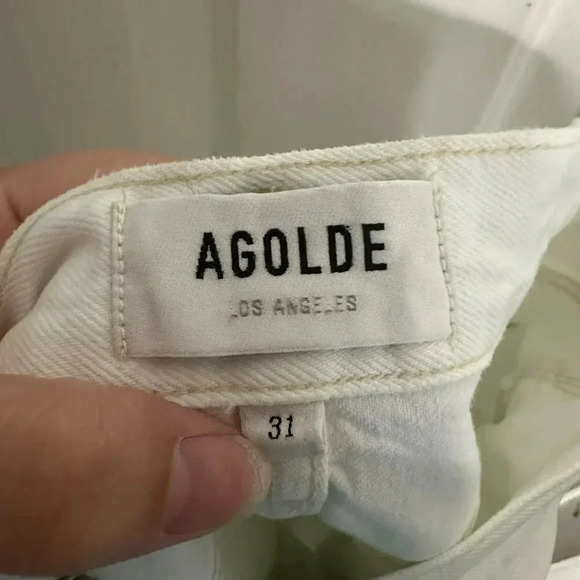 AGOLDE Jeans 90s Loose Fit Jean in Enamel White Ripped Knees Size 31 NWT Revolve - Picture 5 of 8
